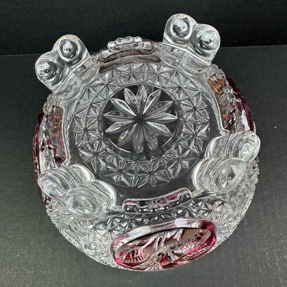 Hofbauer Byrdes The Ruby 8 1/4" Bird Console Footed Vase Bowl Crystal Servware - Picture 10 of 16